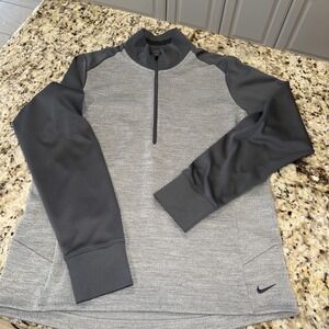 Nike Long Sleeve Quarter-Zip Pullover Gray and Black